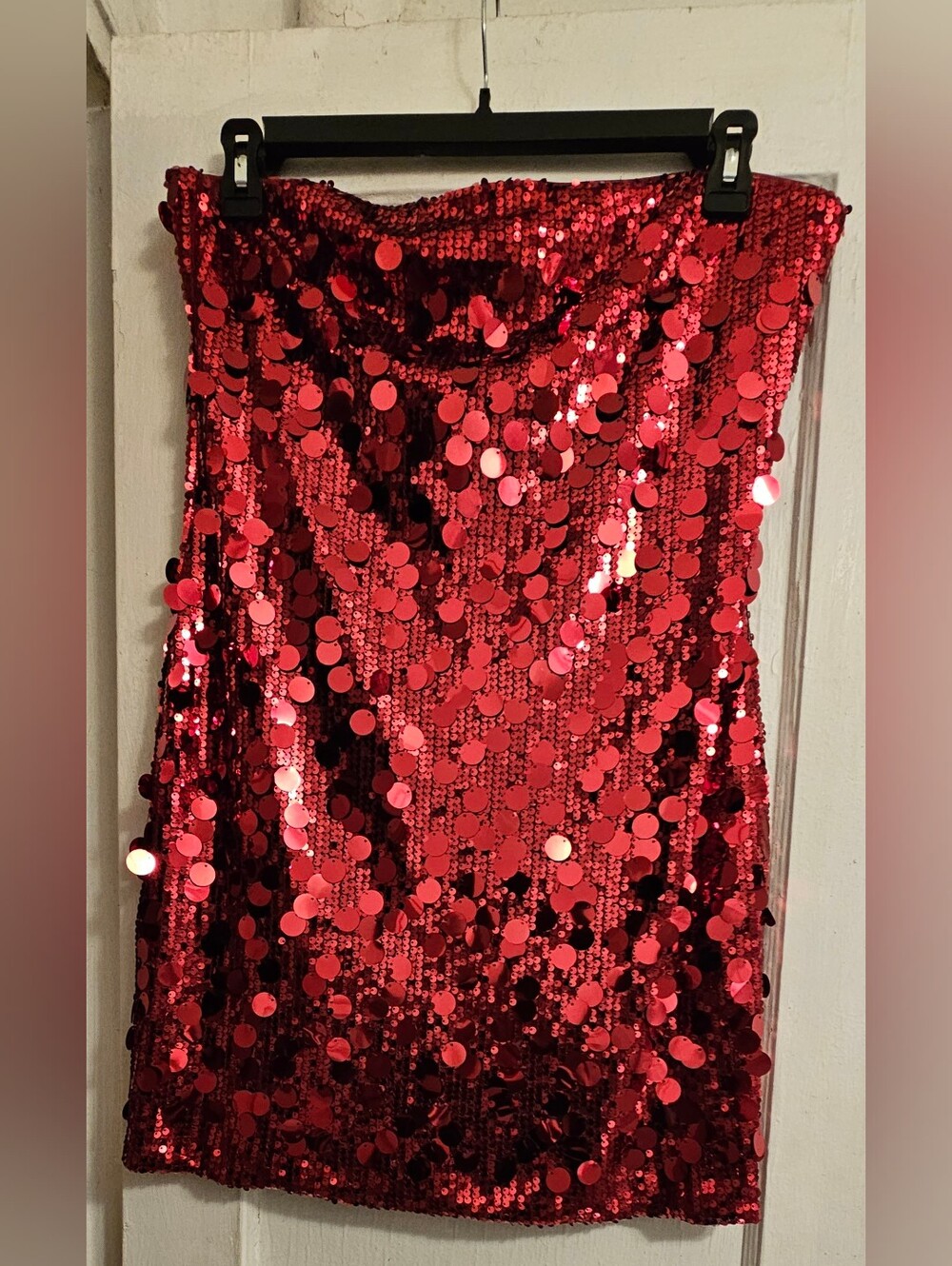 Bar III Red Sequin Strapless Mini Dress